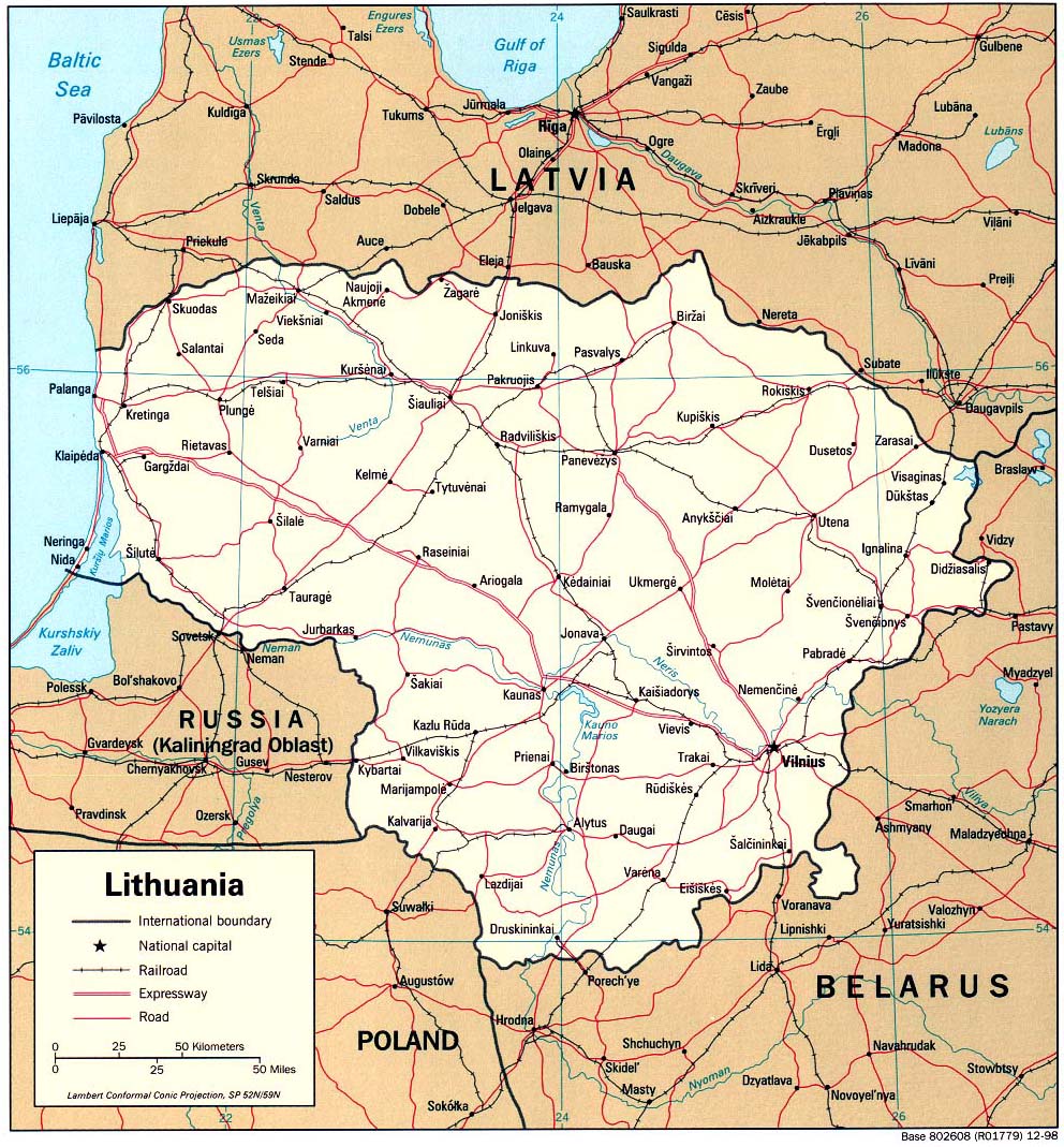 Map Of Lithuania , Lithuania [Political Map] 1998 (387K) 