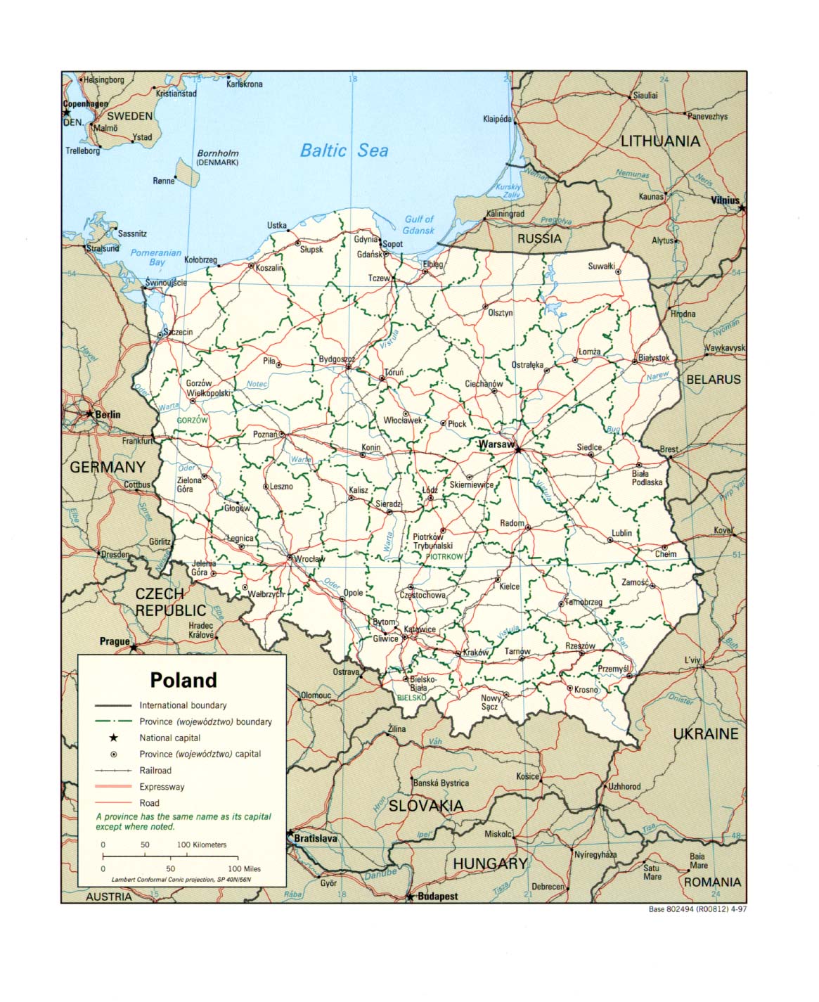 Map Of Poland , Poland [Political Map] 1997 (315K) 