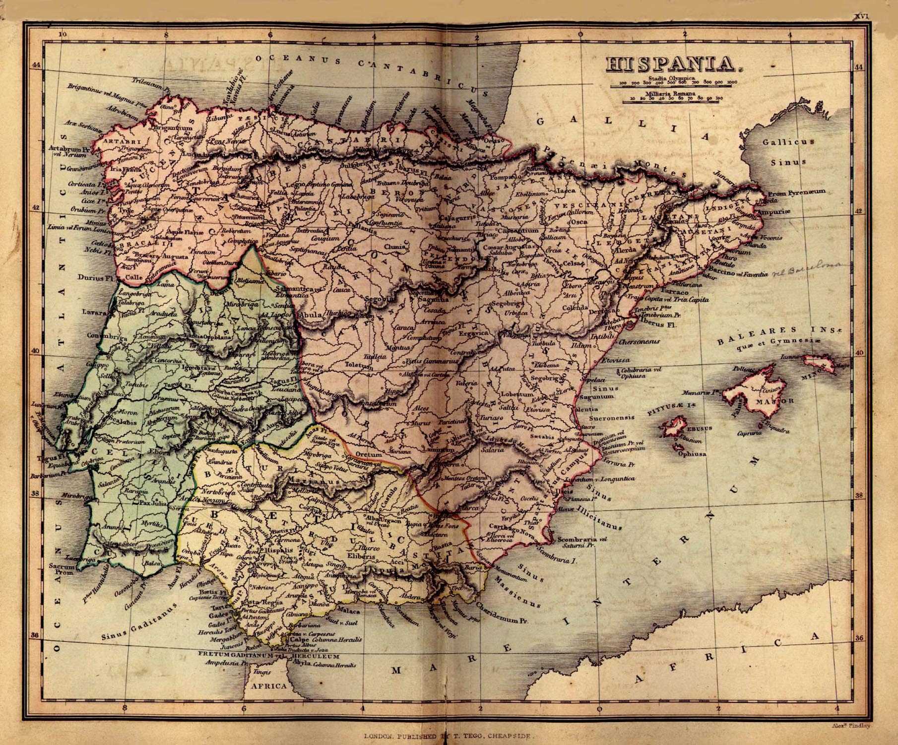 Map Of Spain Hispania [Ancient Spain] (612K)
From A Classical Atlas of Ancient Geography by Alexander G. Findlay. New York , Harper and Brothers 1849. 