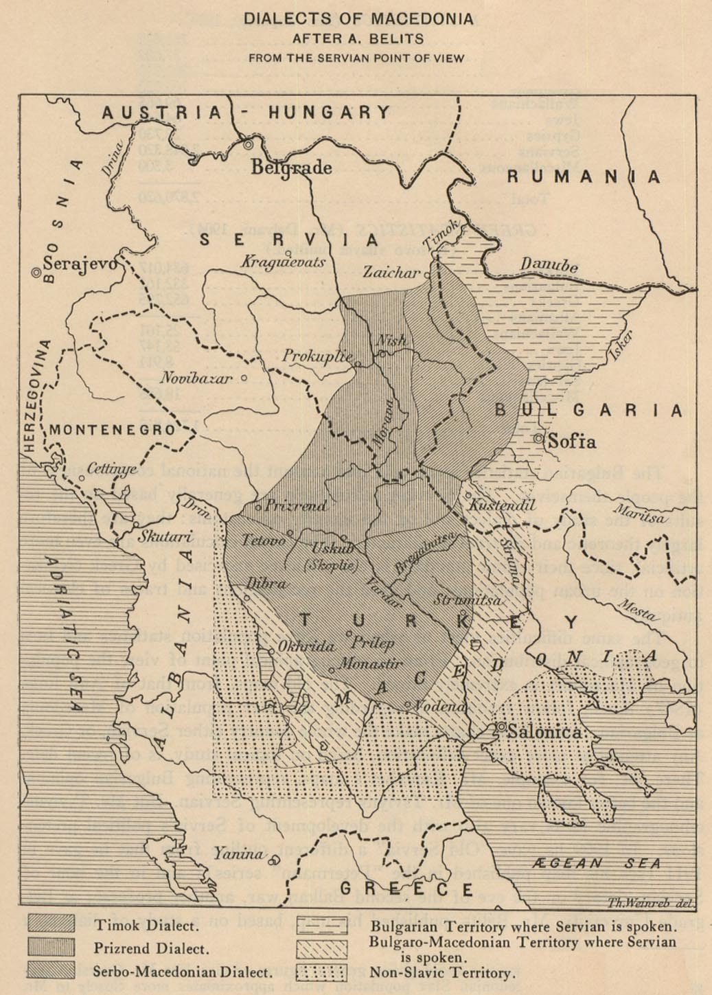 Historical Map of BalkanDialects of Macedonia From the Servian Point of View (248K)
Map from Report of the International Commission To Inquire into the Causes and Conduct of the Balkan Wars 1914.
