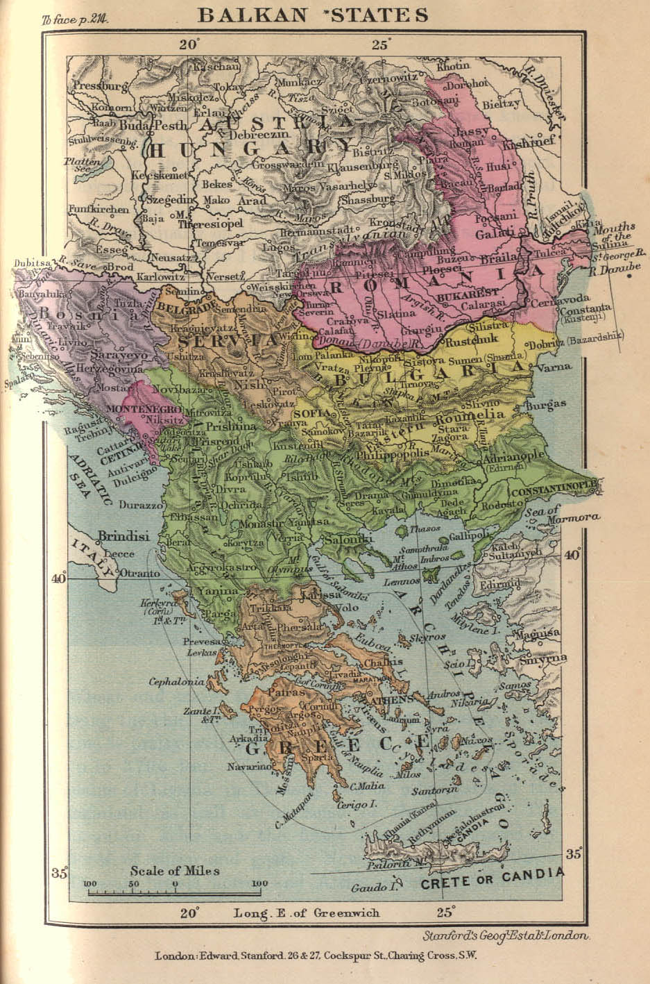 Historical Map of Balkans. Balkan States 1899 (304K) Map from "Stanford's Compendium of Geography and Travel: Europe" Volume 1, 1899. 