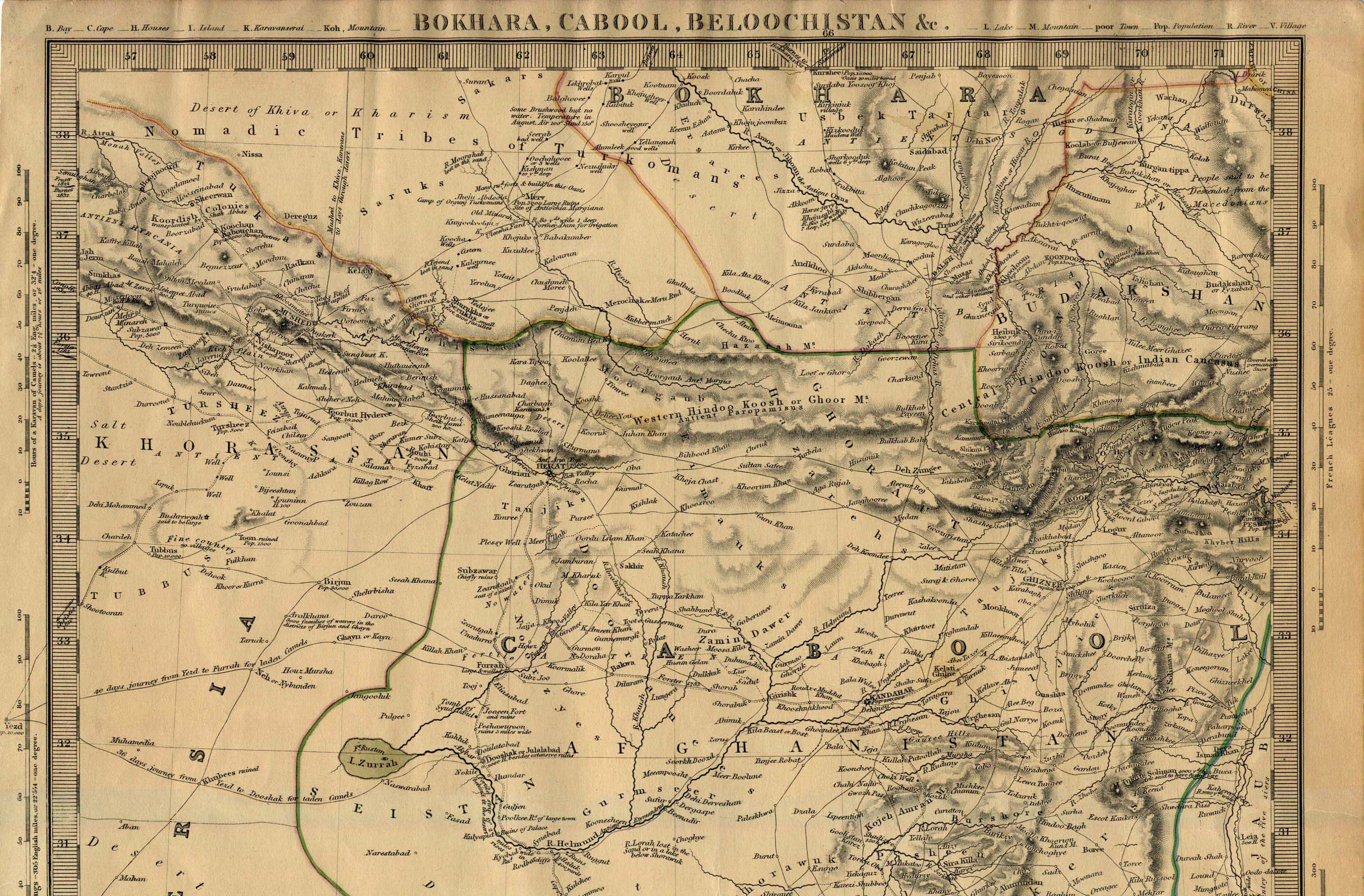 Map Of Afghanistan , Northern Part of Bokhara Cabool Beloochistan Map 