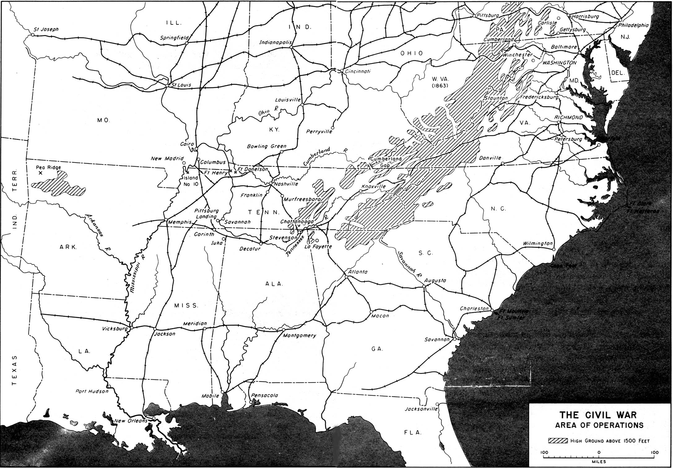 United States Map Of The Civil War