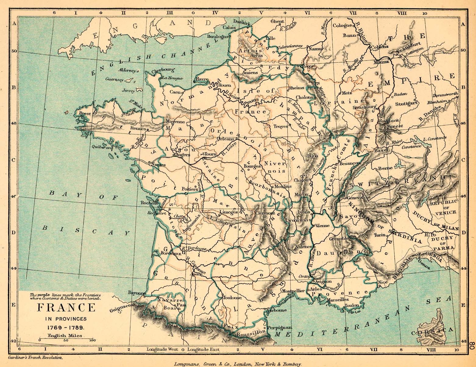 法国分省图,显示海关疆界, 1789年 ( 473k )图80图片