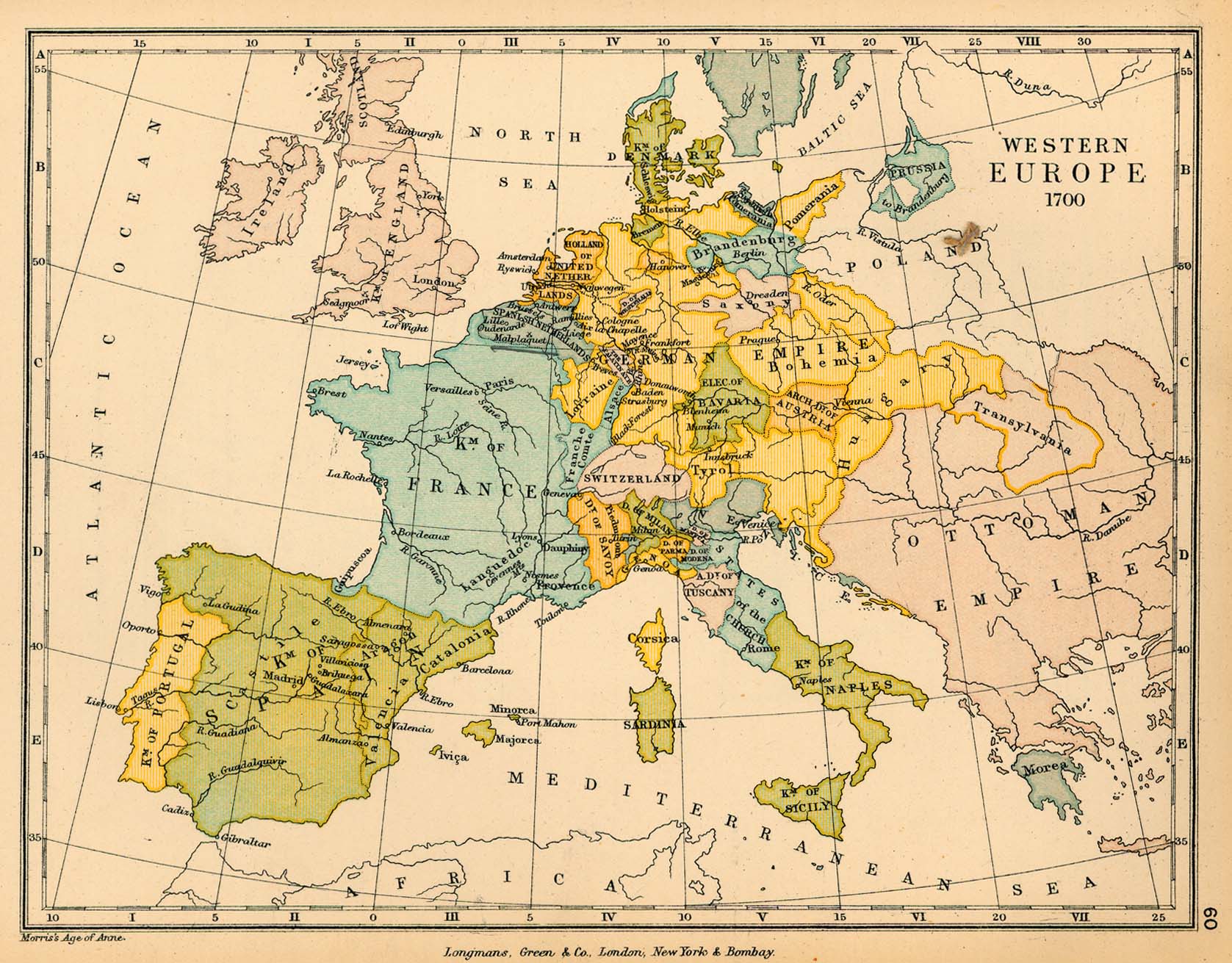 Map Of Europe 1700