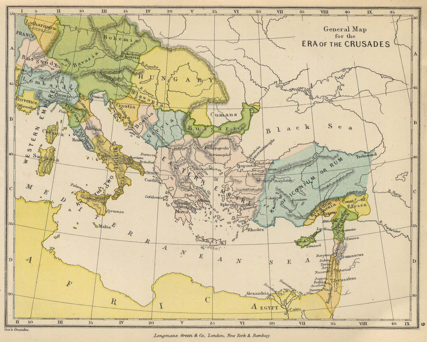 Historical Map of Balkan Europe - Crusades Era [includes Balkans] (253K) From 'The Public Schools Historical Atlas' edited by C. Colbeck, published by Longmans, Green, and Co., 1905 