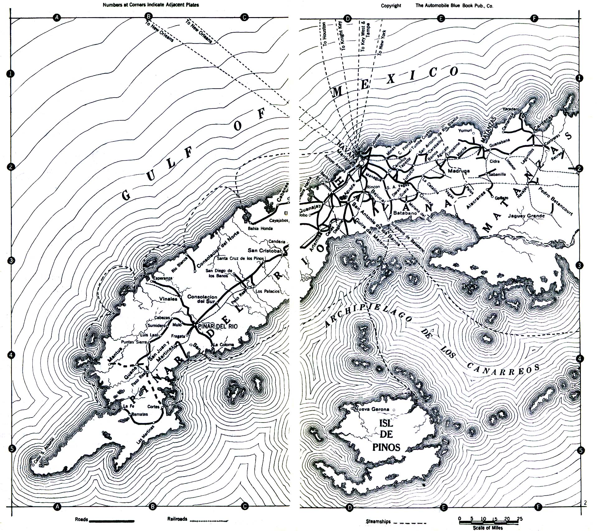 Historical Maps of the Americas Cuba 1919 (323K)
From The Automobile Blue Book, Volume Six, 1919. 
