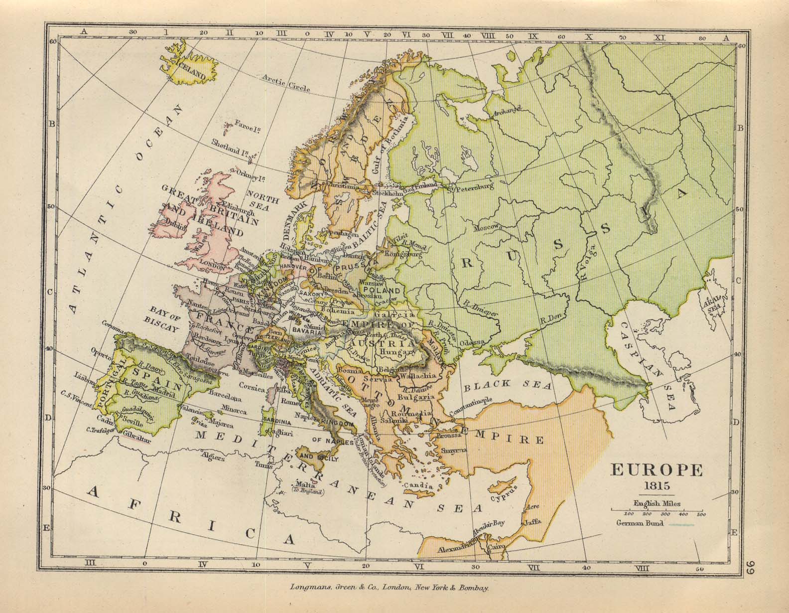 Historical Map of Balkan Europe 1815 [includes Balkans] (294K)
From 'The Public Schools Historical Atlas' edited by C. Colbeck, published by Longmans, Green, and Co., 1905. 