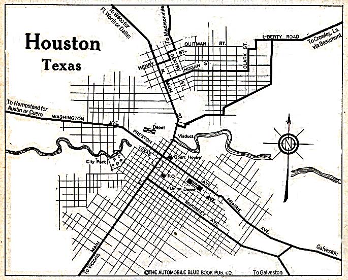 Historical Maps of Texas Cities. Houston 1920 Automobile Blue Book 1920 (156K) 