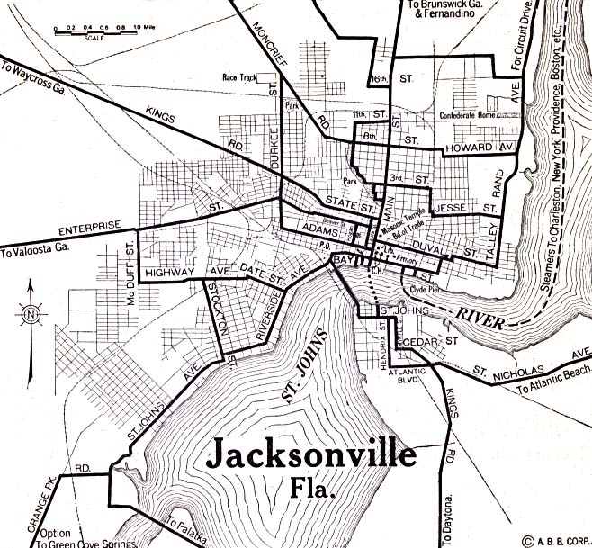 Historical Maps of U.S Cities. Jacksonville, Florida 1920 Automobile Blue Book (156K) 