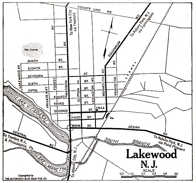 Historical Maps of U.S Cities. Lakewood, New Jersey 1920 Automobile Blue Book (137K) 