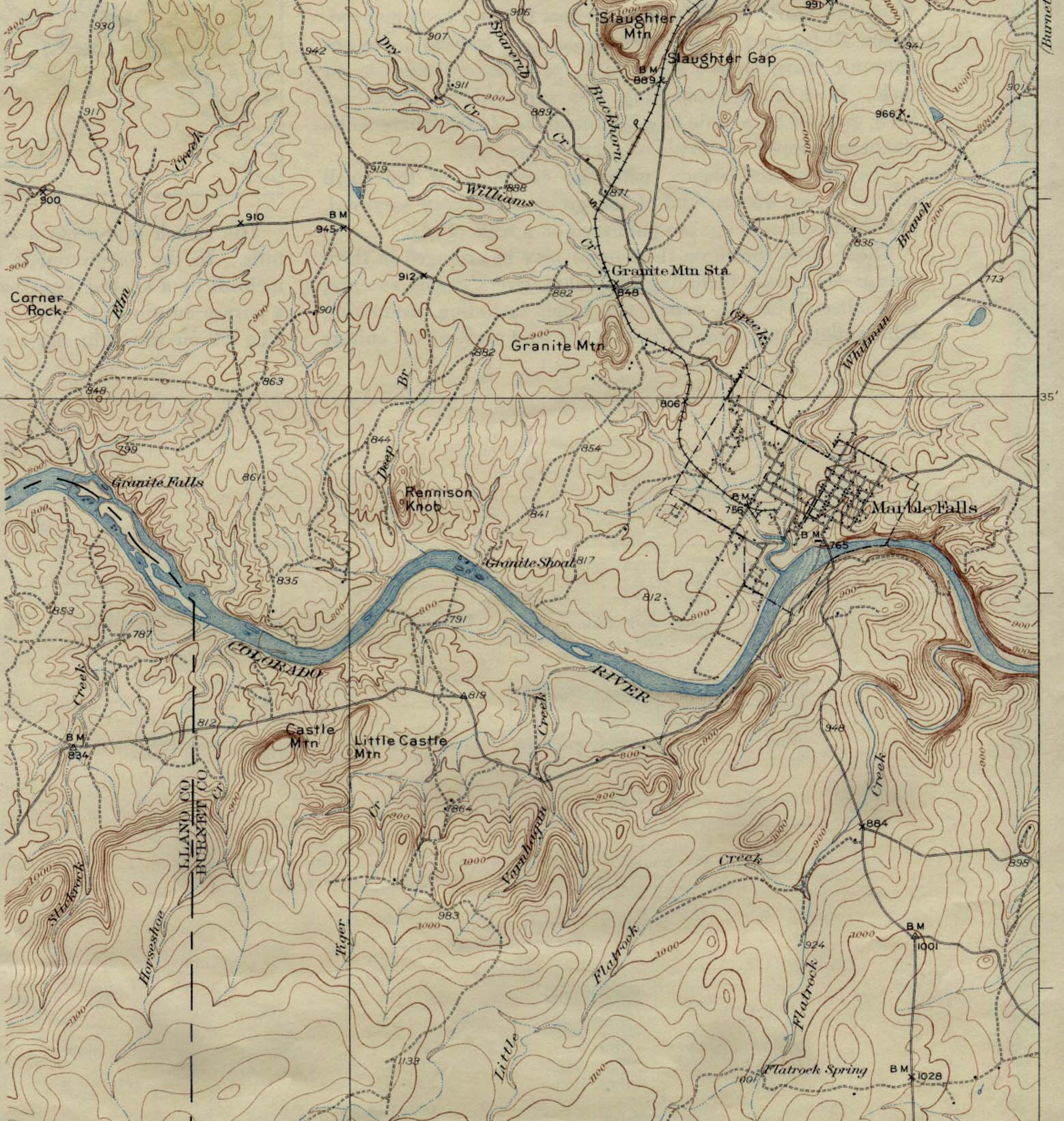 Historical Maps of U.S Cities. Marble Falls, Texas 1929 Original Scale 1:62,500 U.S. Geological Survey 1929. (389K) 