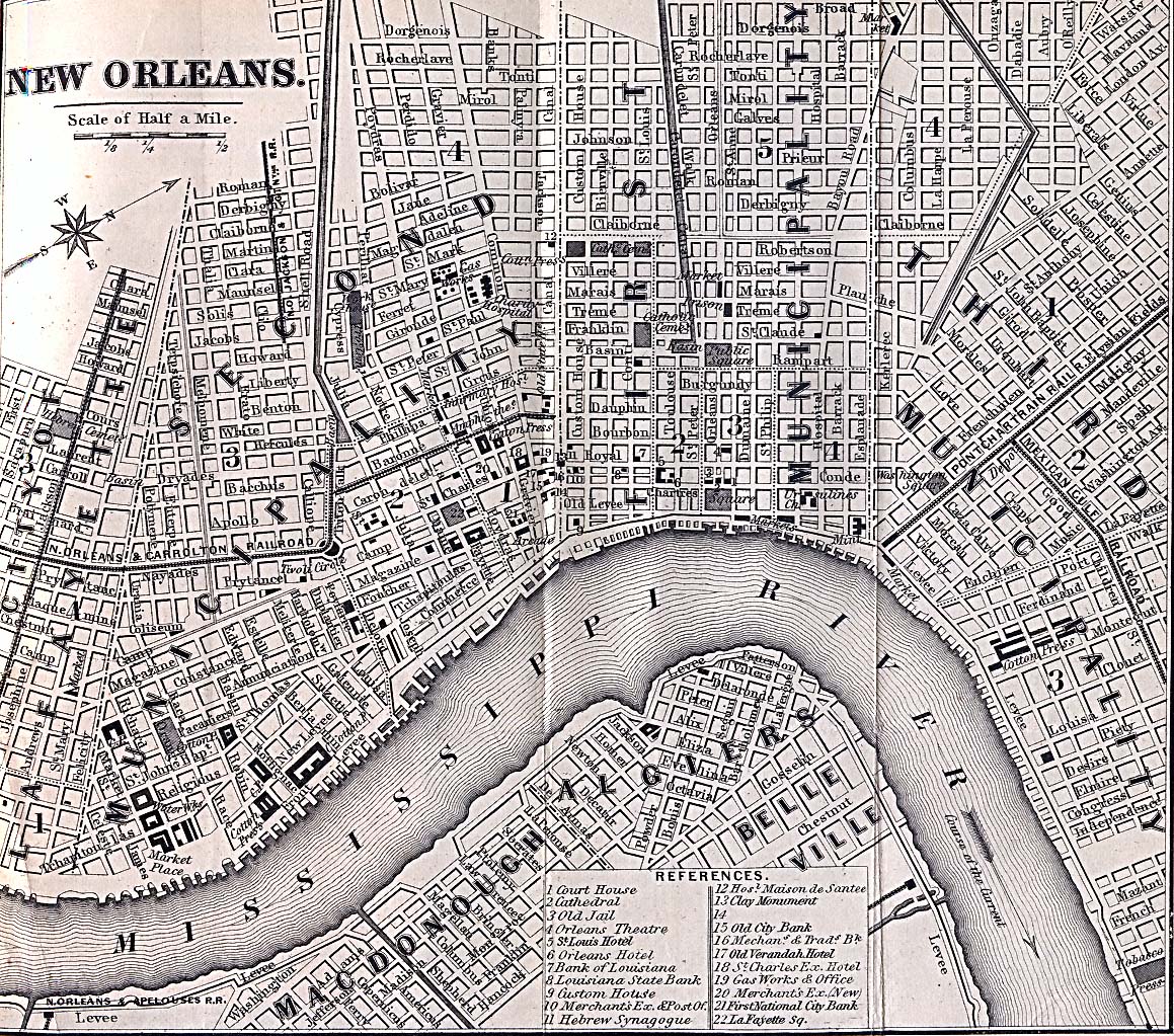 Historical Maps of U.S Cities. New Orleans, Louisiana (undated) Appletons' Hand-Book of American Travel. New York: D. Appleton and Company, 1869 (646K) 