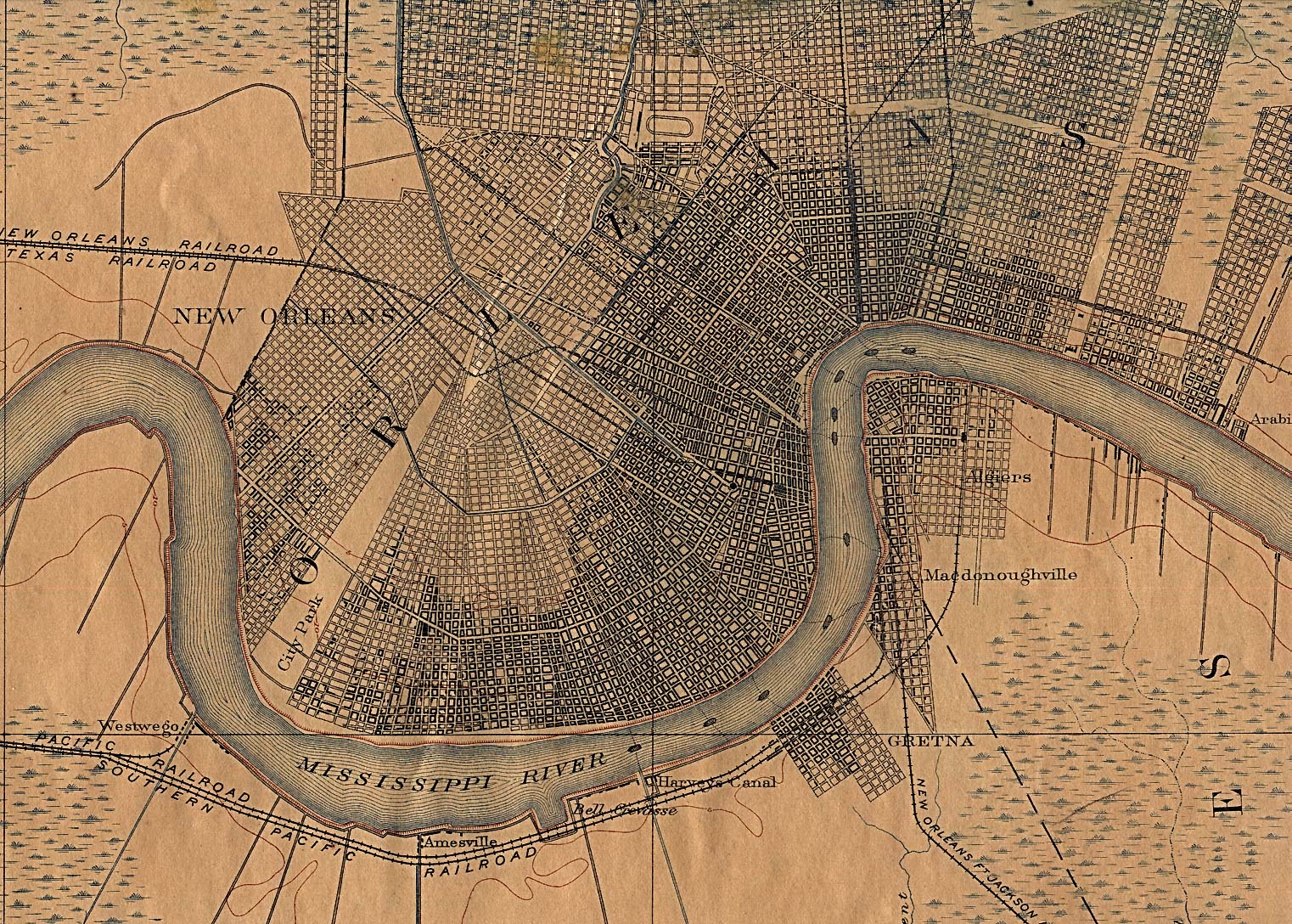 Historical Maps of U.S Cities. New Orleans, Louisiana 1891 U.S. Geological Survey (740K) 