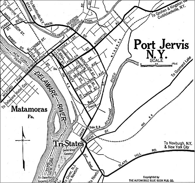 Historical Maps of U.S Cities. Port Jervis, New York 1920 Automobile Blue Book (176K) 