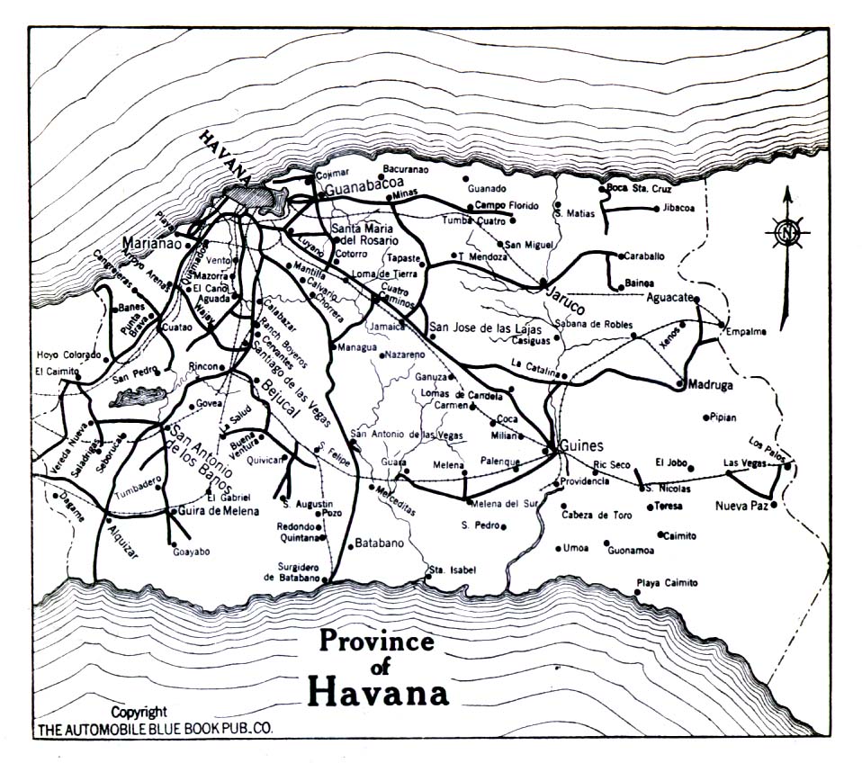 Historical Maps of the Americas. Cuba - Province of Havana 1919 (323K)From The Automobile Blue Book, Volume Six, 1919. 