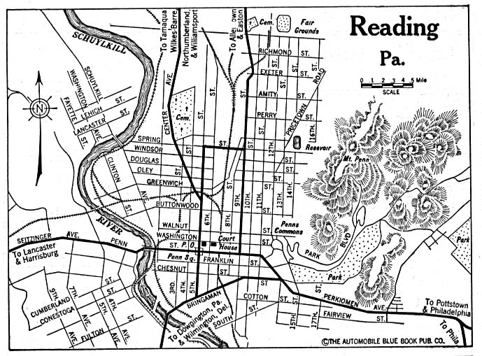 Historical Maps of U.S Cities. Reading, Pennsylvania 1920 Automobile Blue Book (156K) 