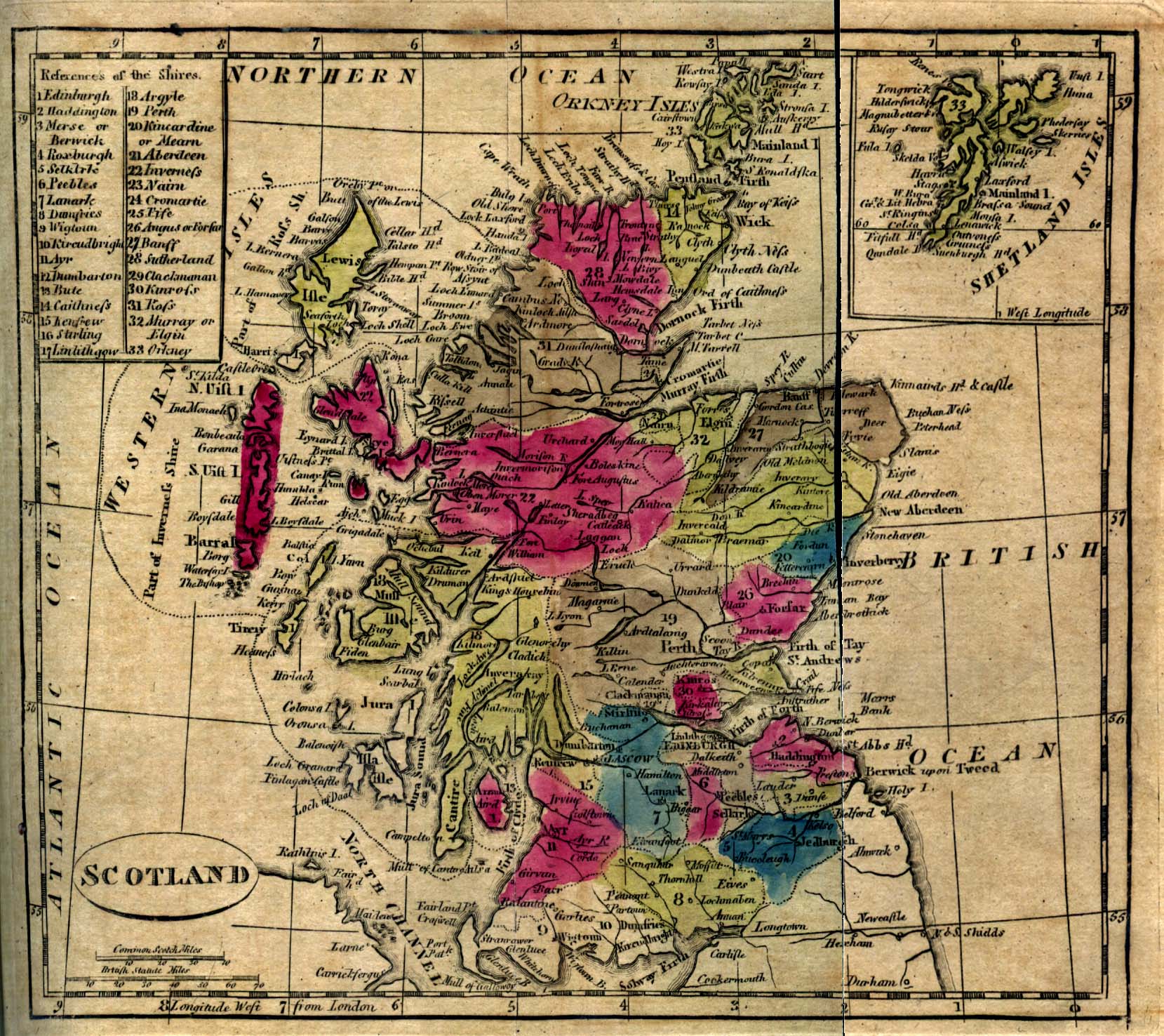 Historical Maps of Europe. Scotland 1808 (582K) From The General Gazetteer; or, Compendious Geographical Dictionary. Compiled by R. Brookes, Revised by W. Guthrie and E. Jones. Eighth Edition, Dublin, 1808
