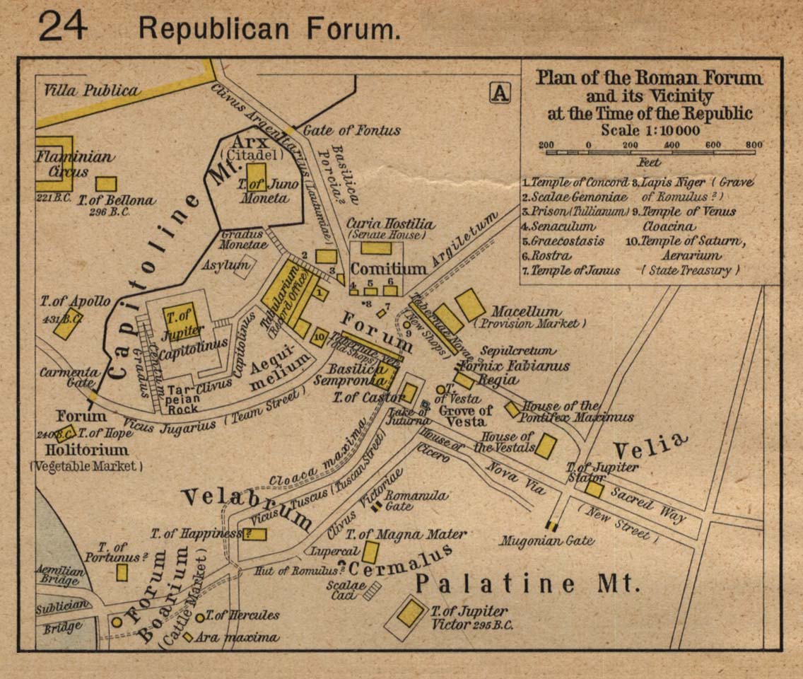 Historical Maps of Europe. Roman Forum and its Vicinity at the Time of the Republic (208K) From The Historical Atlas by William R. Shepherd, 1923. 