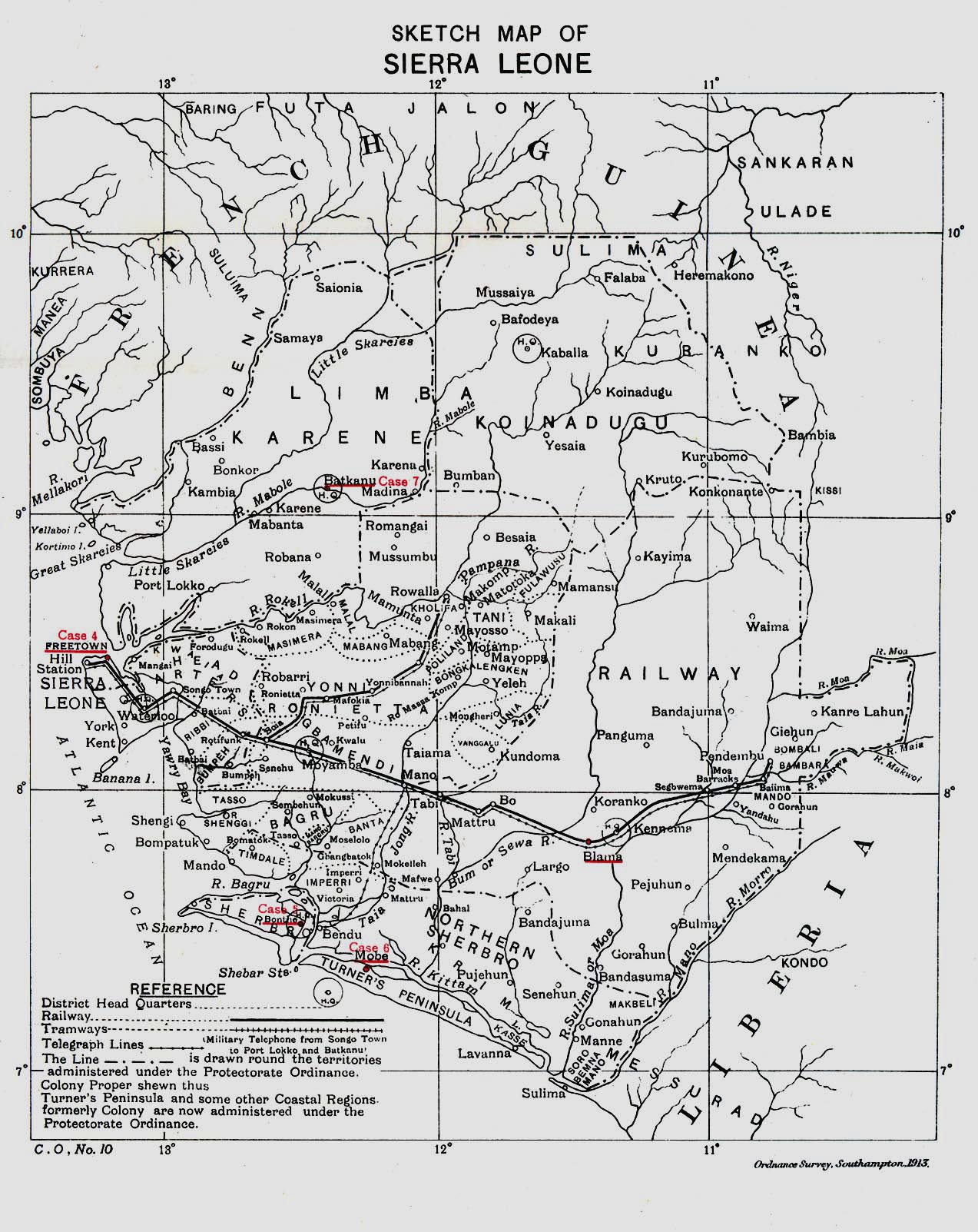 Map Of Sierra Leone Sierra Leone 1913 "Sketch Map of Sierra Leone" from Great Britain Parliament House of Commons Sessional Papers, Colonial Reports - Annual. No. 797, 1913. (516K) 