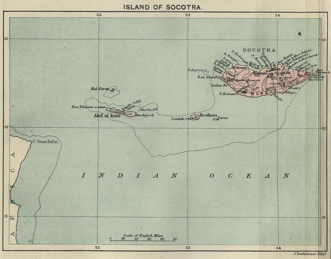 Map Of Yemen Socotra 1886 "Island of Socotra" from the Scottish Geographical Magazine. Published by the Scottish Geographical Society and edited by Hugh A. Webster and Arthur Silva White. Volume II: 1886. (118K) 