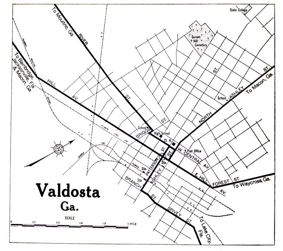 Historical Maps of U.S Cities. Valdosta, Georgia 1919 Automobile Blue Book (258K) 