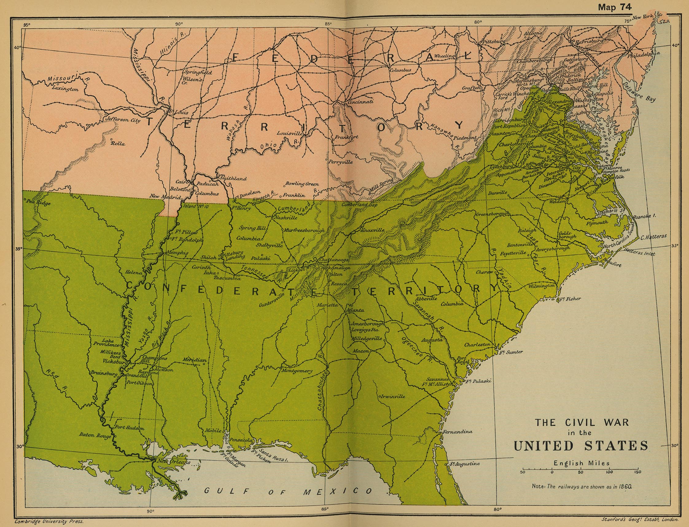 United States Map During Civil War