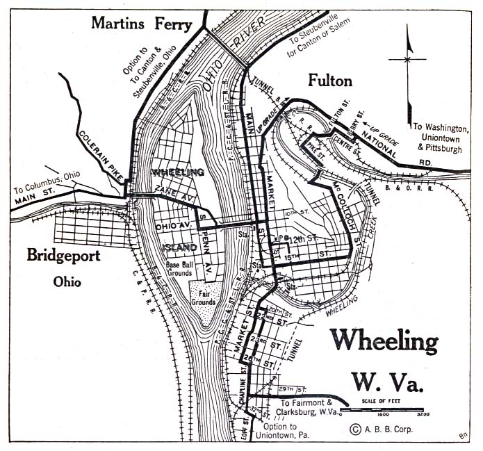 Historical Maps of U.S Cities. Wheeling, West Virginia 1920 Automobile Blue Book (156K) 