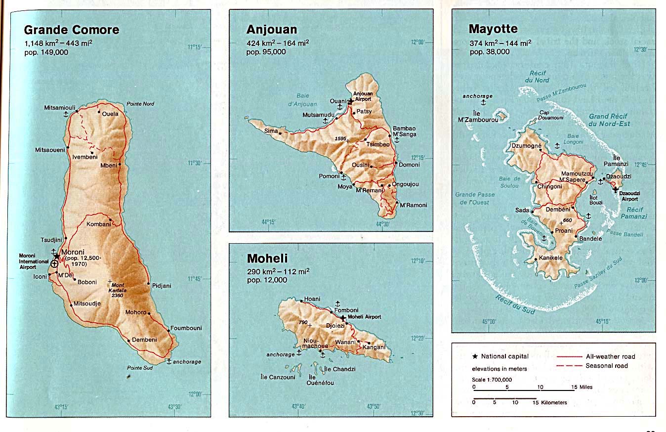 Comoros (Grande Comore, Anjouan, Moheli, Mayotte)