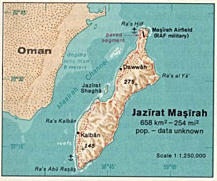 Map Of Oman Oman - Jazirat Masirah 1976 (38K) 