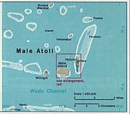 Map Of Maldives - Male Atoll 1976 (44K) 