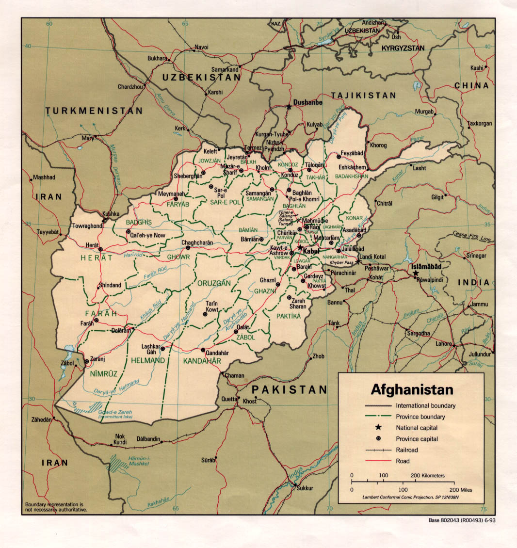 Map Of Afghanistan , Afghanistan [Political Map] 1993 (261K) 