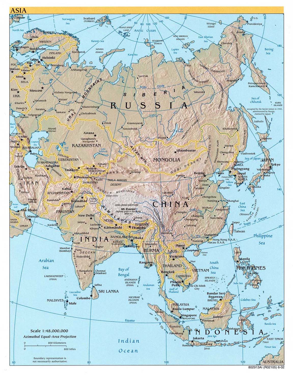 Mongolei *a Alte Landkarte 1882: Politische Übersichtskarte von Asien B13 