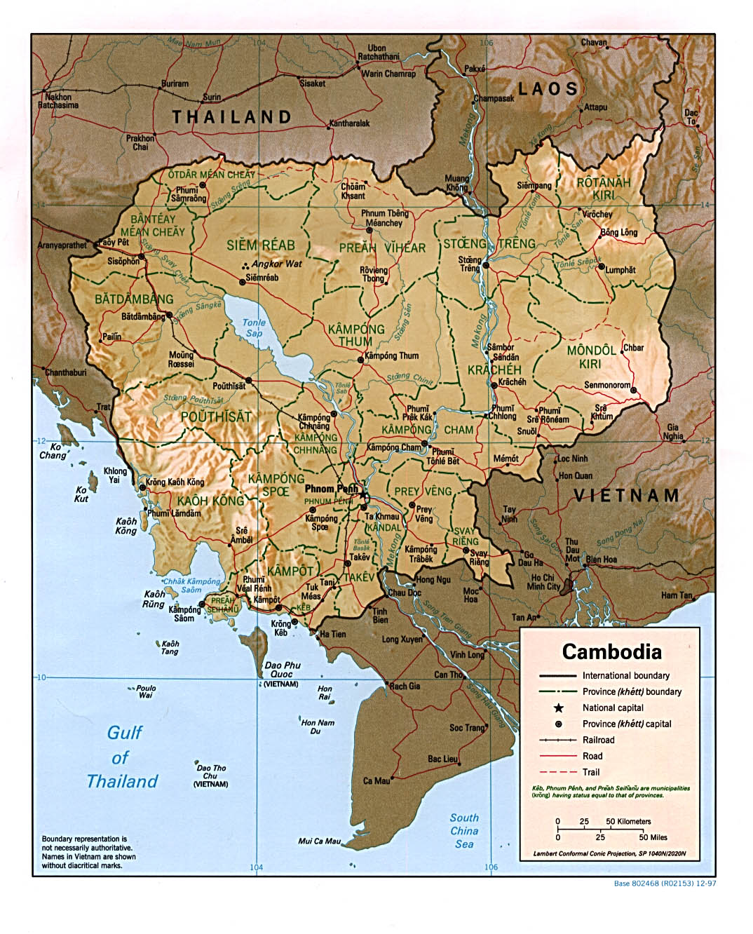 Map Of Cambodia Cambodia [Shaded Relief Map] 1997 (332K) 