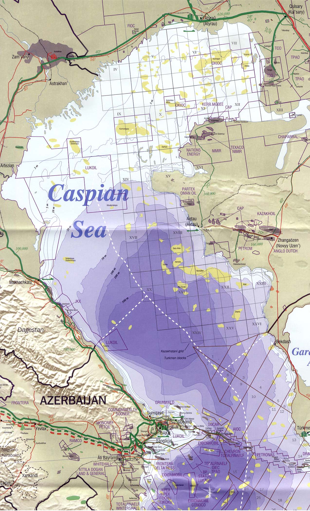 Map Of Azerbaijan- Caspian Sea Region North (497K) 