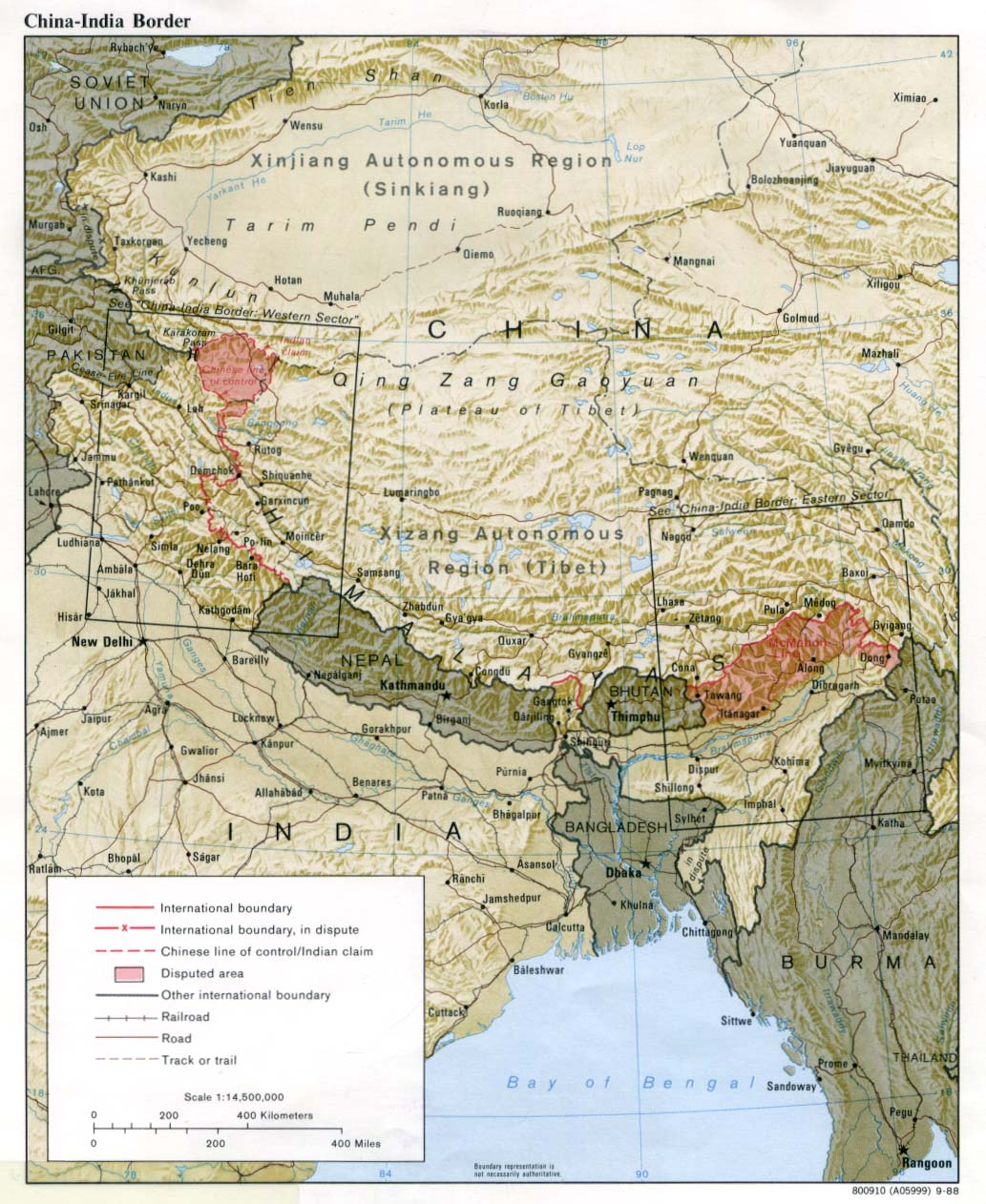 Map Of China , China-India Border 1988 (387K) 