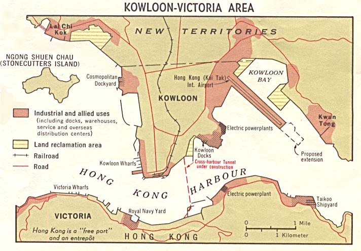 Map Of Hong Kong , Hong Kong: Land Utilization, Kowloon-Victoria Area 1970 (76K)