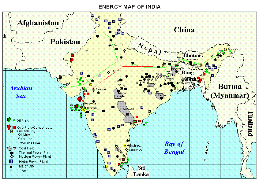 mapa del mundo. India Energy Mapa from India