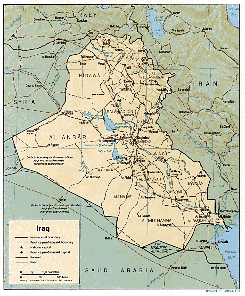 Mapa de Iraq de 1991