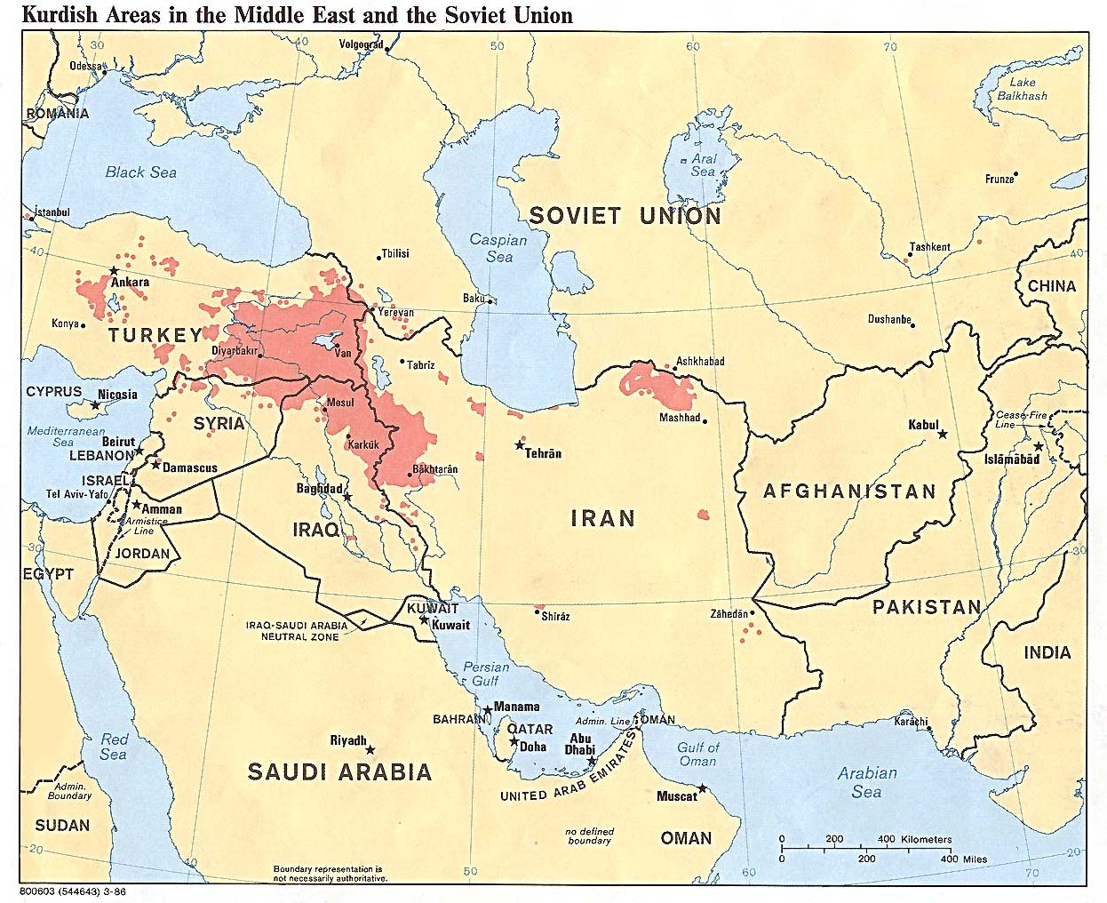Map Of Middle East Continent. Kurdish Areas in the Middle East and the Soviet Union 1986 (254K) 