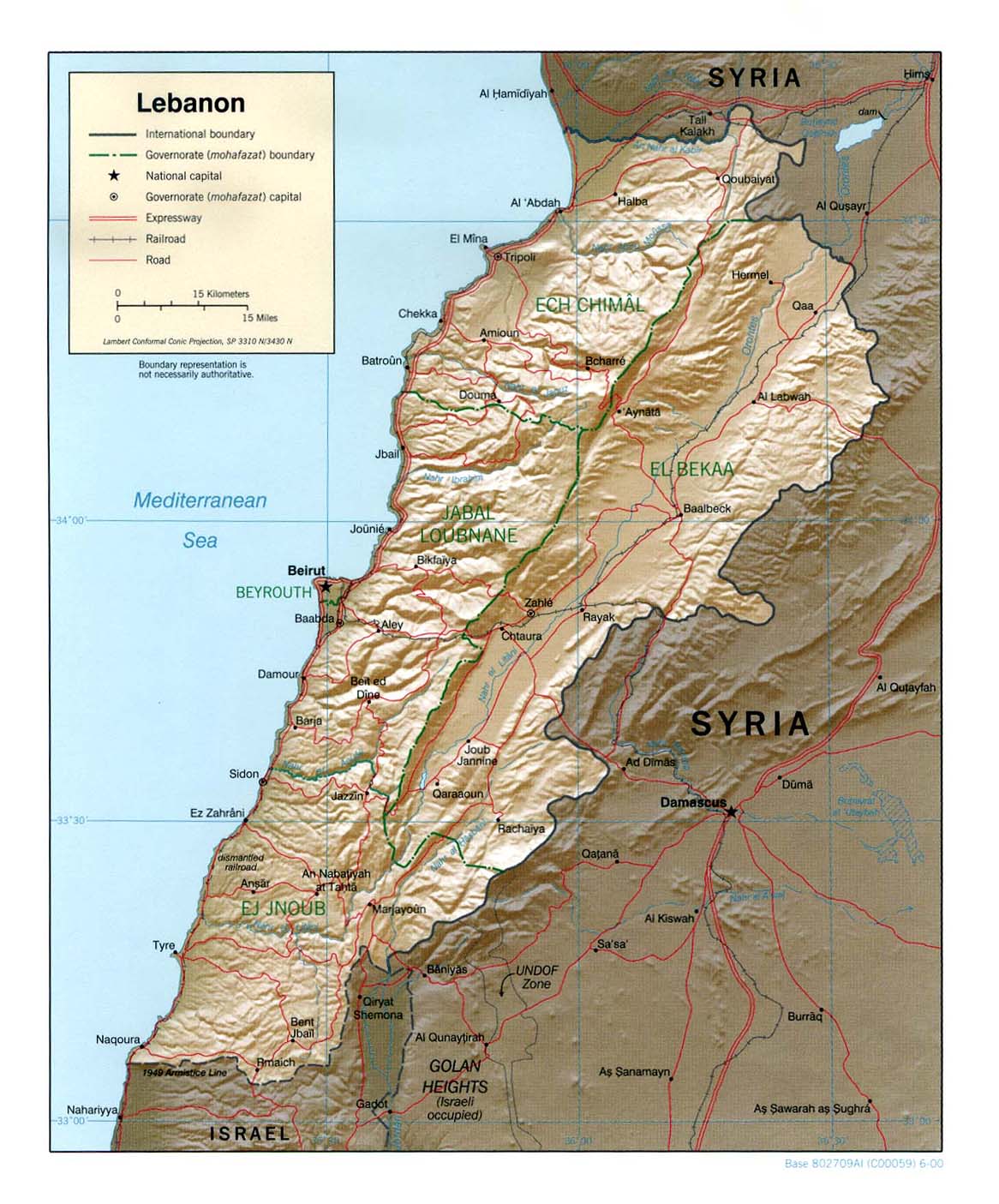 Map of Lebanon Lebanon [Shaded Relief Map] 2000 (269K) 
