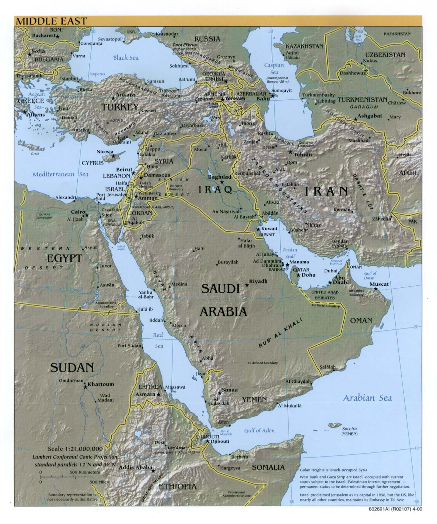 Map Of Middle East Continent. Middle East (Reference Map) 2000 (306K) 