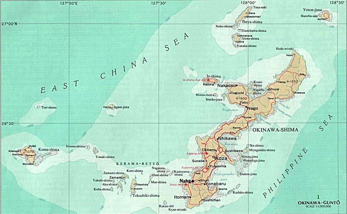 Map Of Japan Okinawa U.S. National Atlas 1970 (151K) 