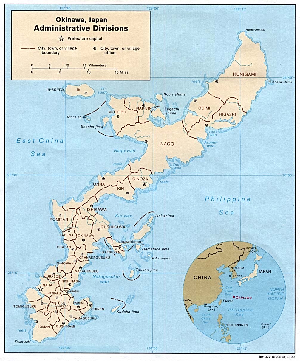 Map Of Japan , Okinawa - Administrative Divisions 1990 (224K) 