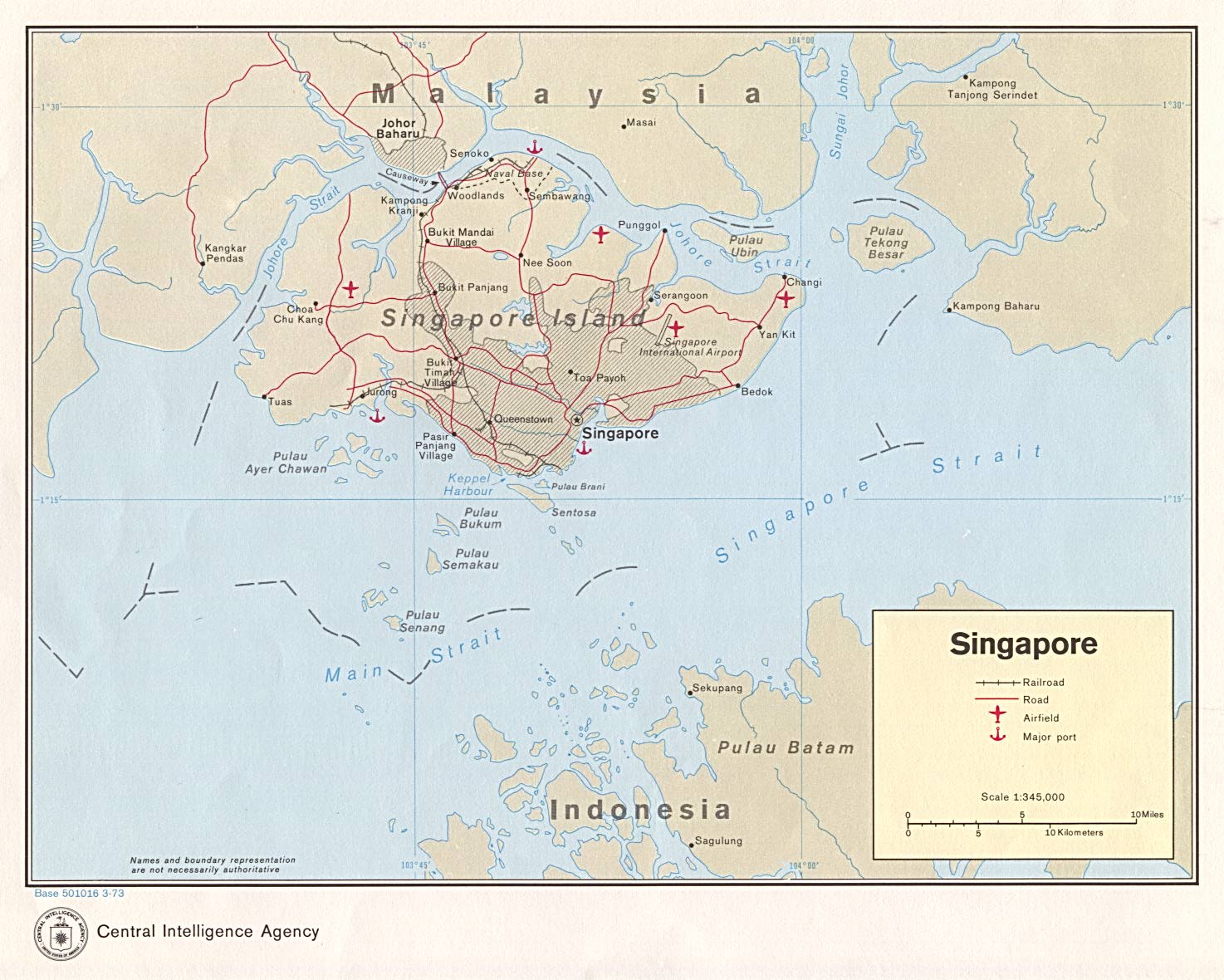 Map Of Singapore , Singapore [Political Map] 1973 (253K) 