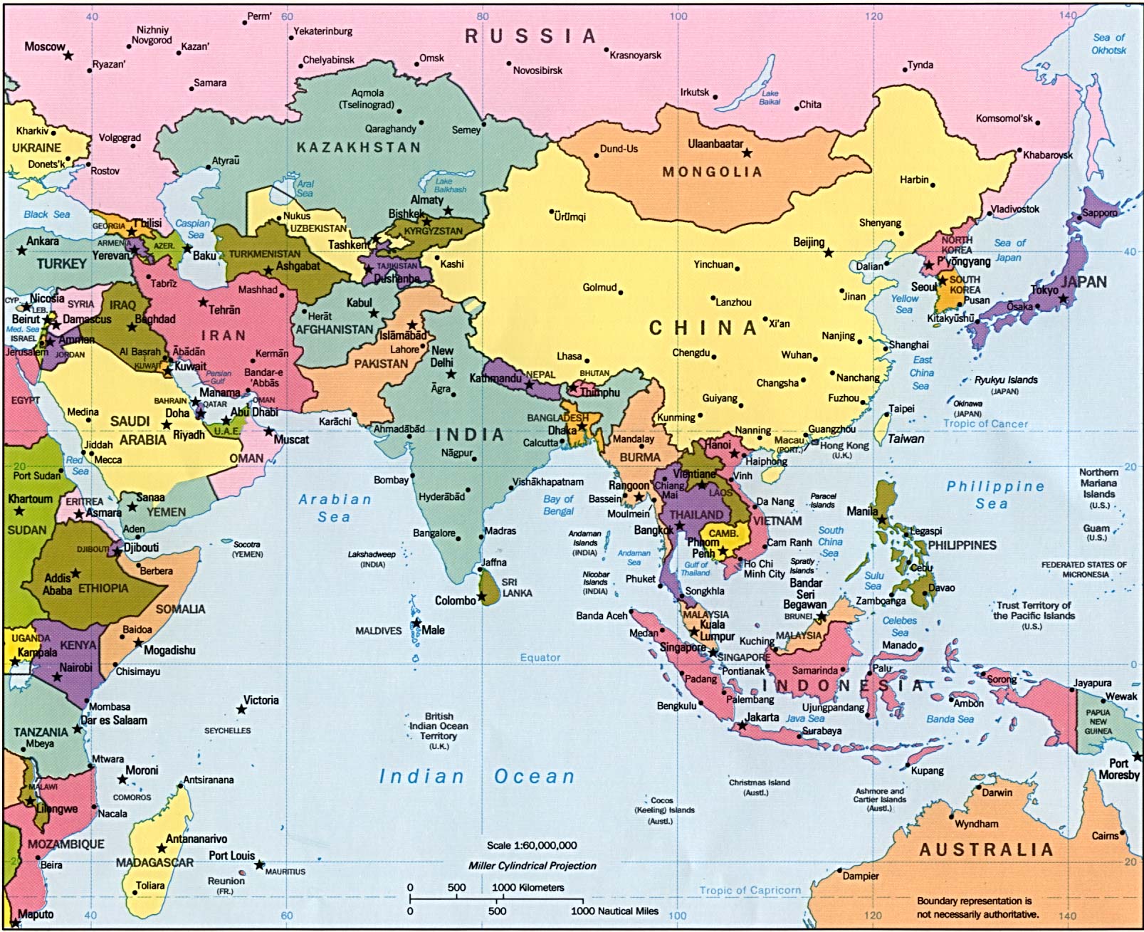 Politische Karte von Asien