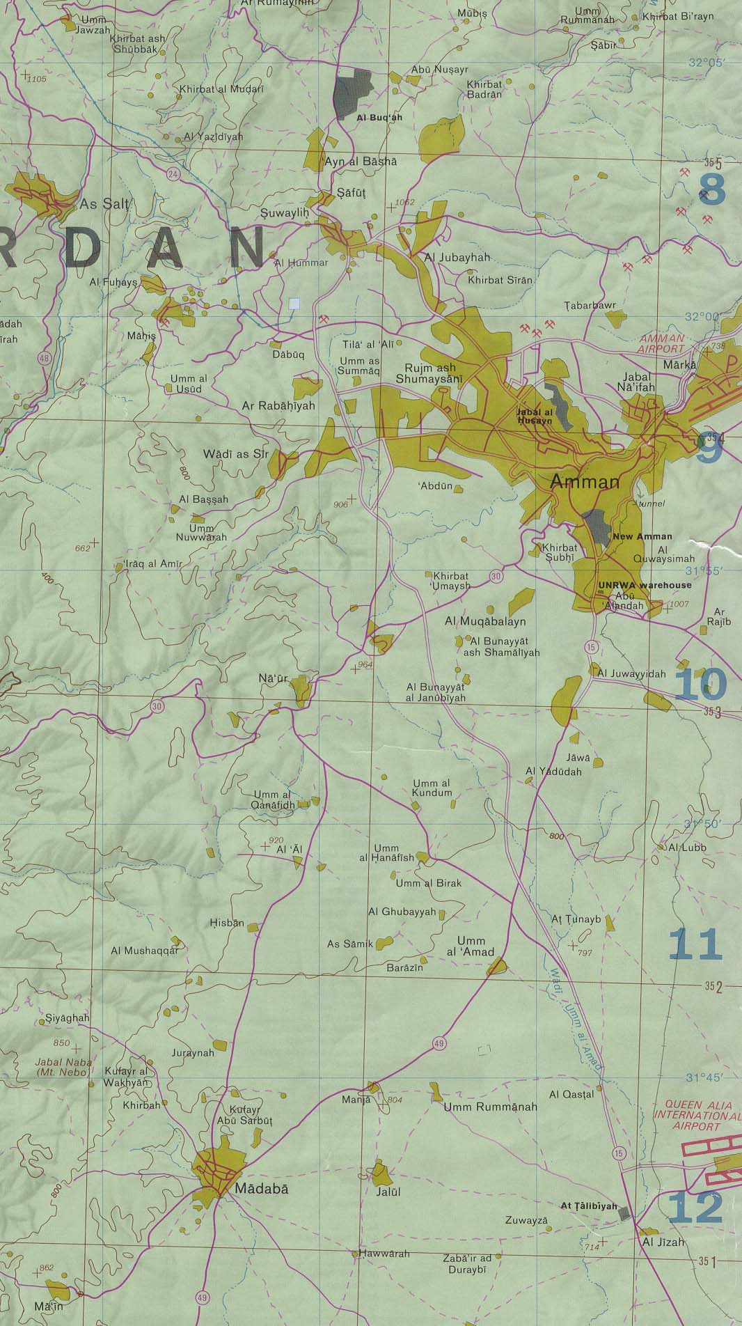 Map Of West Bank Amman, Jordan Region (278K) 