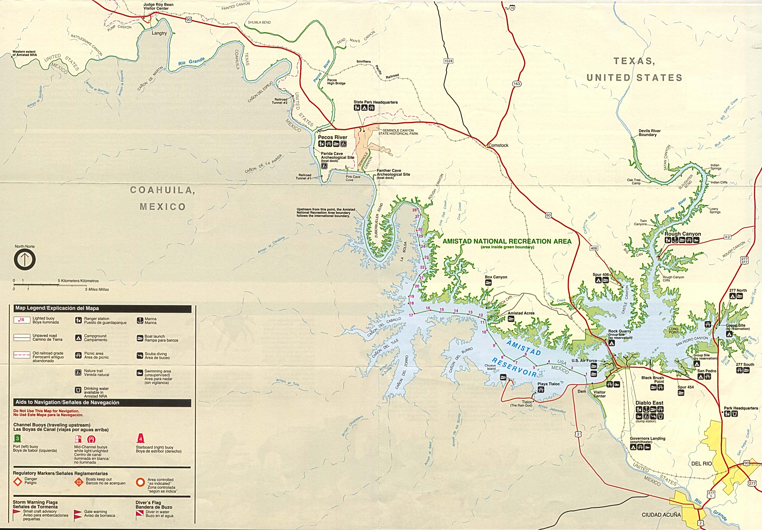  Maps of United States National Parks, Monuments and Historic Sites Amistad National Recreation Area [Texas] (Park Map) 1995 (673K) 