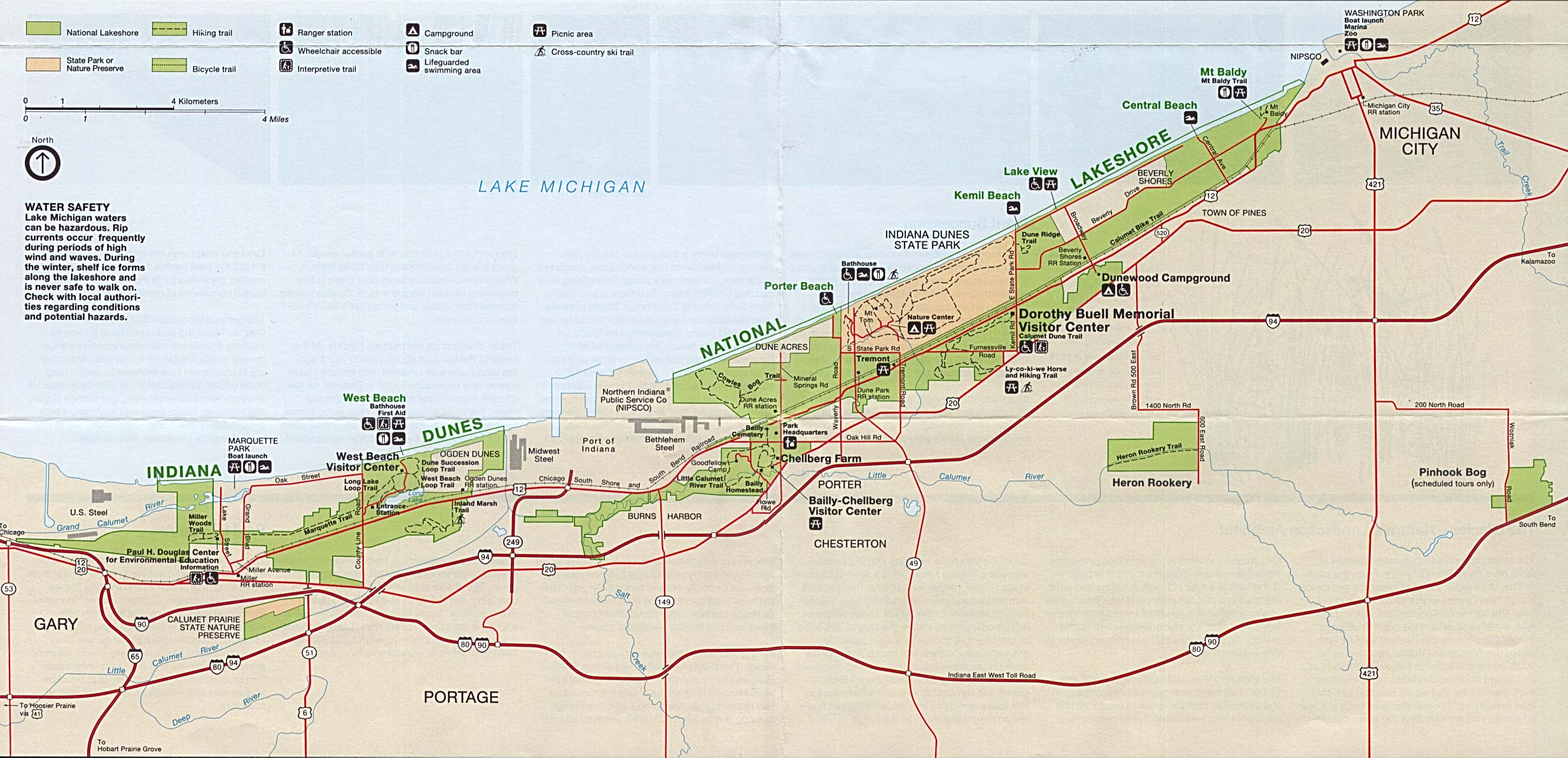  Maps of United States National Parks, Monuments and Historic Sites Indiana Dunes National Lakeshore [Indiana] (Park Map) 1994 (507K) 