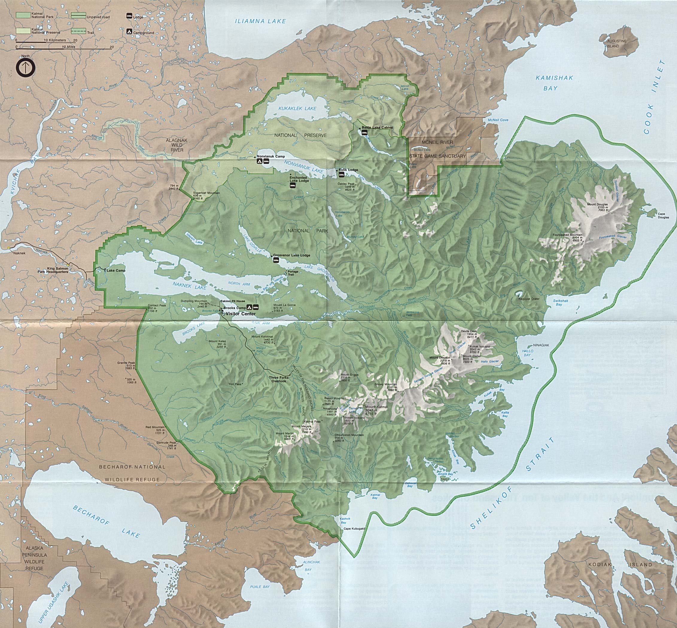  Maps of United States National Parks, Monuments and Historic Sites Katmai National Park and Preserve [Alaska] (Park Map) 1988 (748K) 